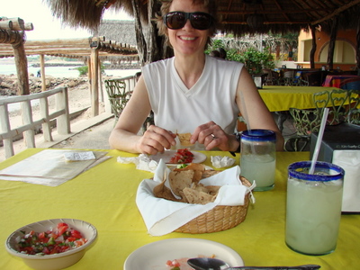 Margaritas, salsa and chips.